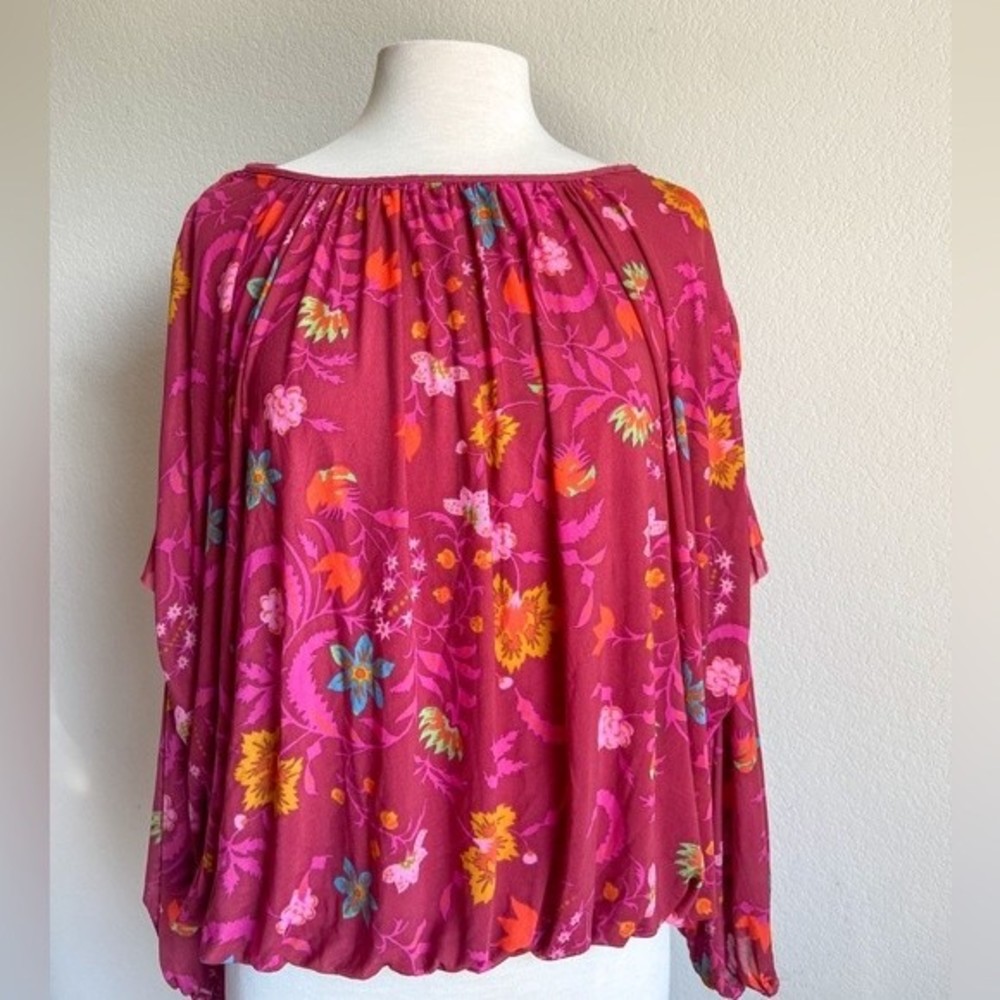 Free people floral long sleeve blouse sz large